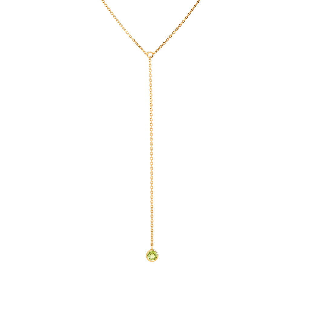 gemstone vermeil gold lariat necklace with peridot