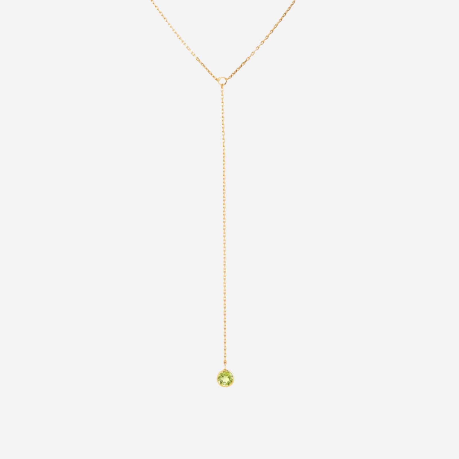 gemstone vermeil gold lariat necklace with peridot