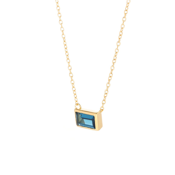 baguette london blue topaz necklace in vermeil gold