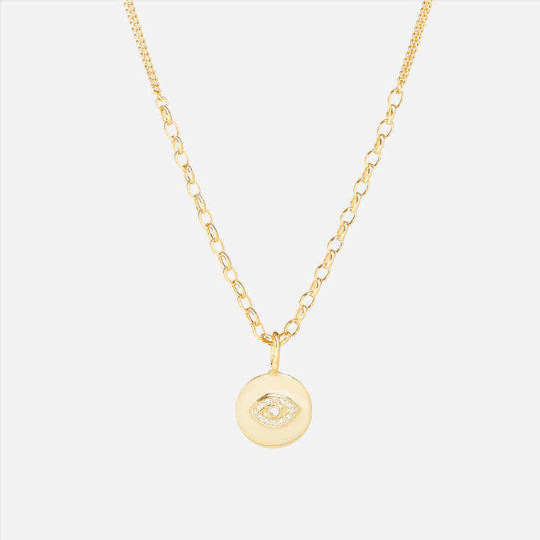 evil eye white topaz pendant necklace