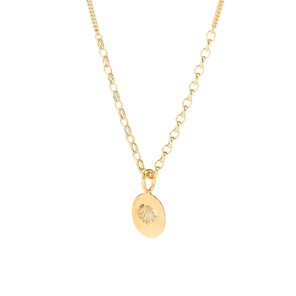 evil eye white topaz pendant necklace