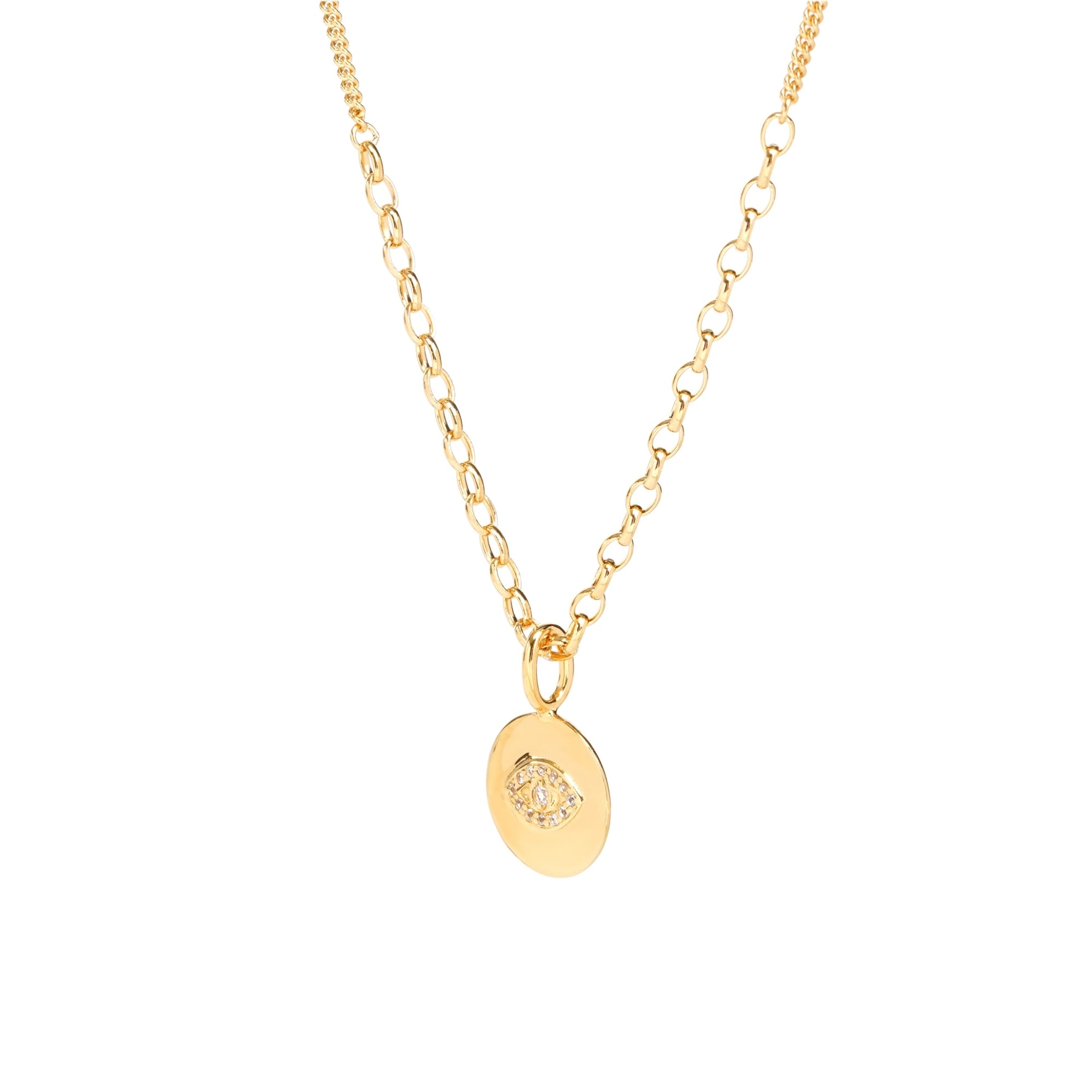 evil eye white topaz pendant necklace