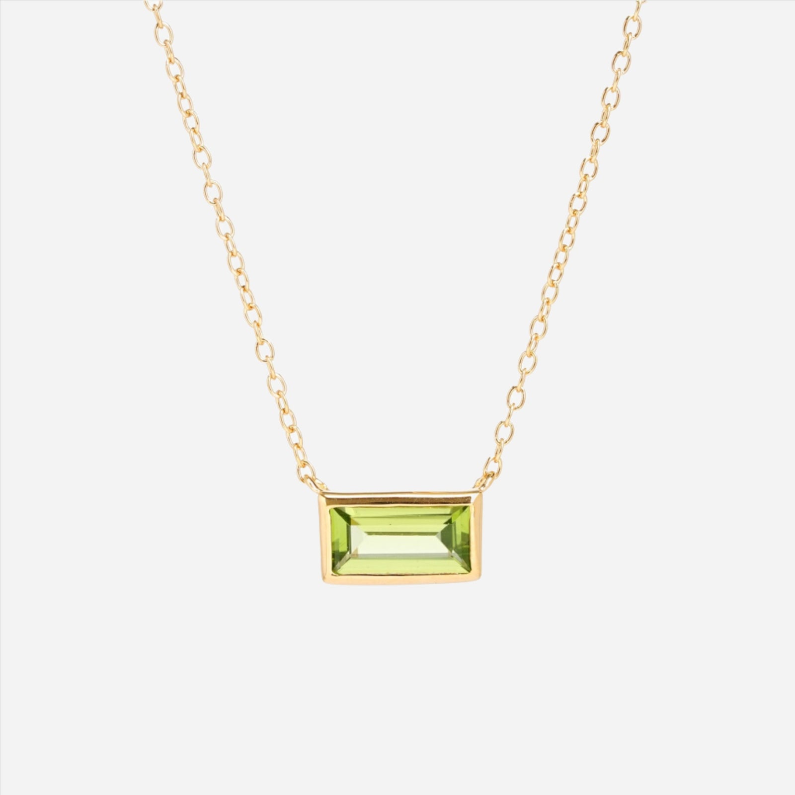 Peridot baguette cut gold vermeil necklace
