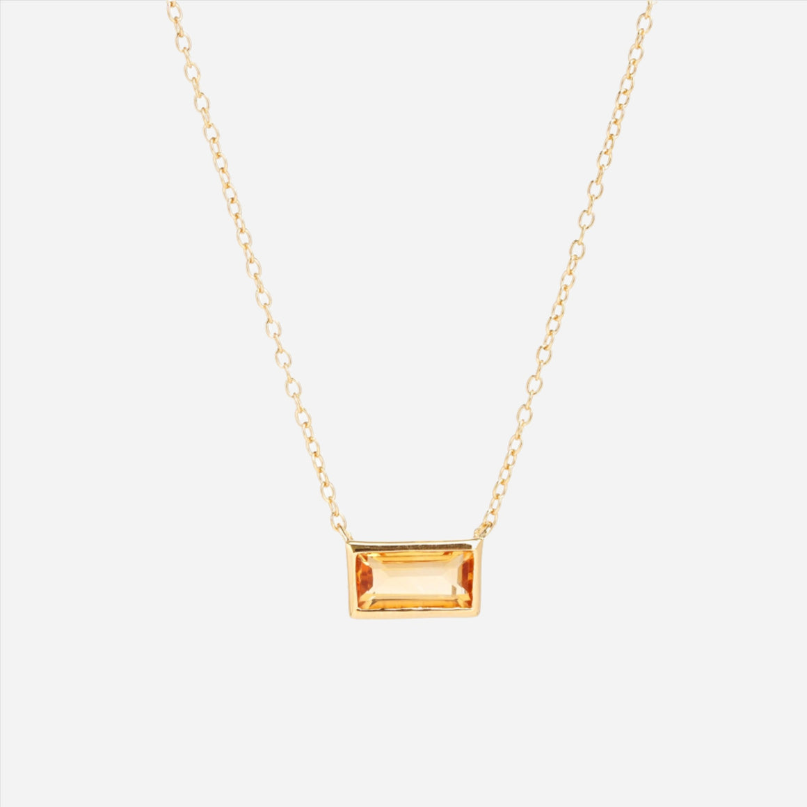 Citrine Baguette cut gold vermeil necklace