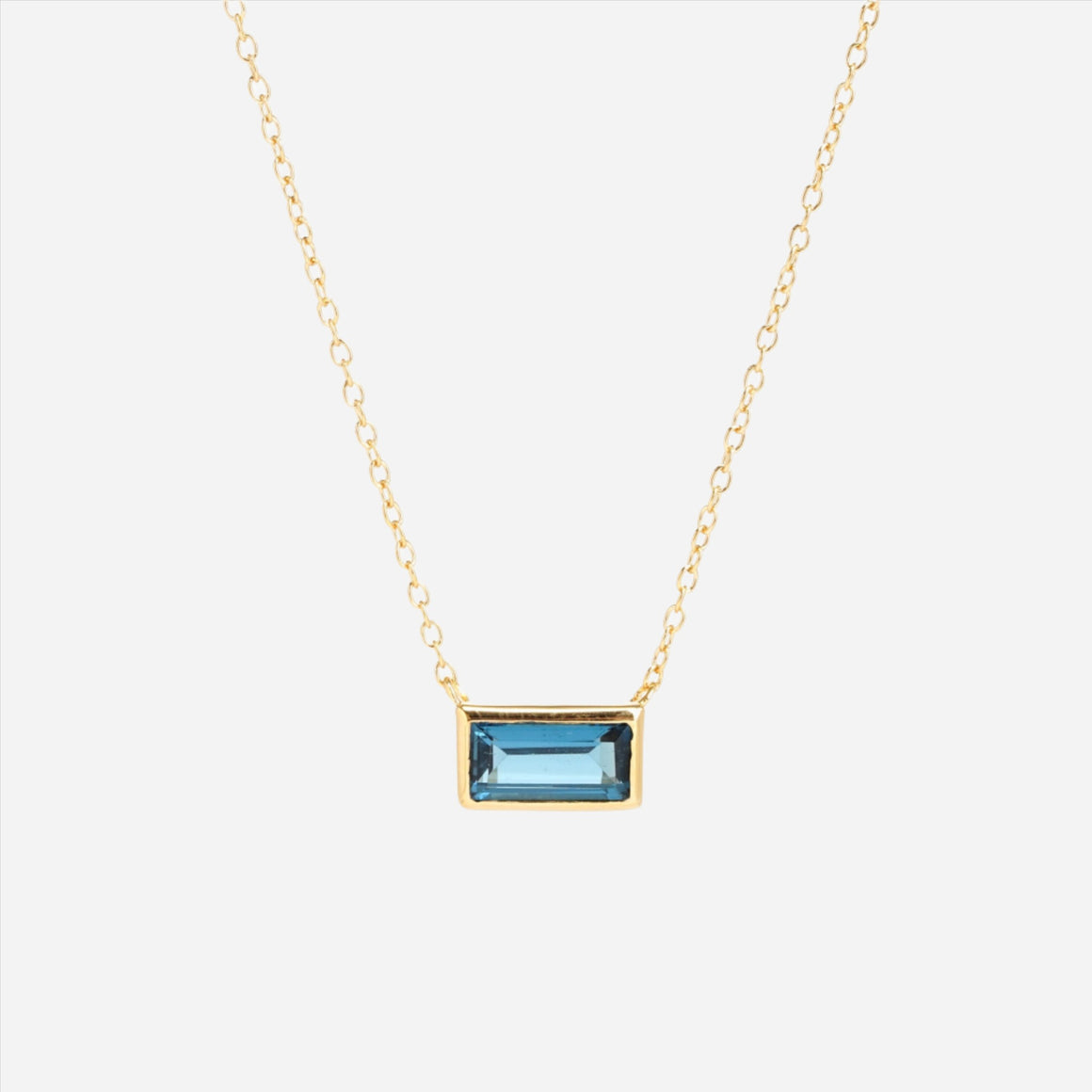 baguette london blue topaz necklace in vermeil gold