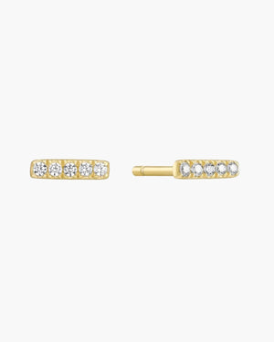 mini gold pavé bar stud earrings