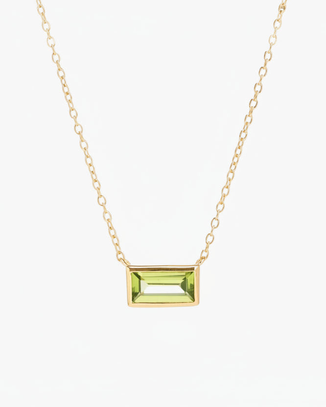 Peridot baguette cut gold vermeil necklace