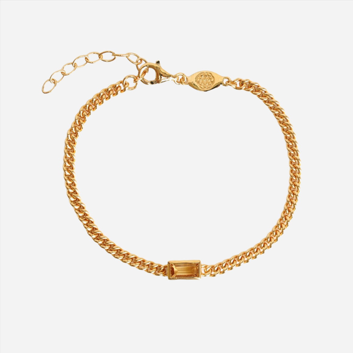 citrine baguette curb chain bracelet in vermeil gold
