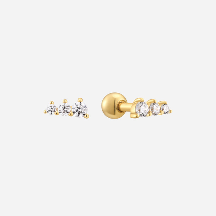 bar bezel stud earrings in vermeil gold