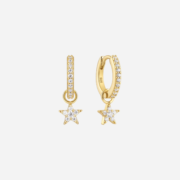 gold twinkling star hoops