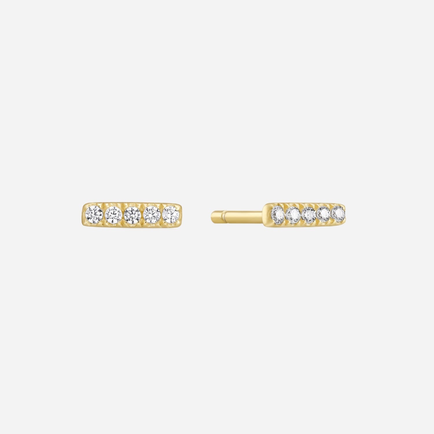 mini gold pavé bar stud earrings