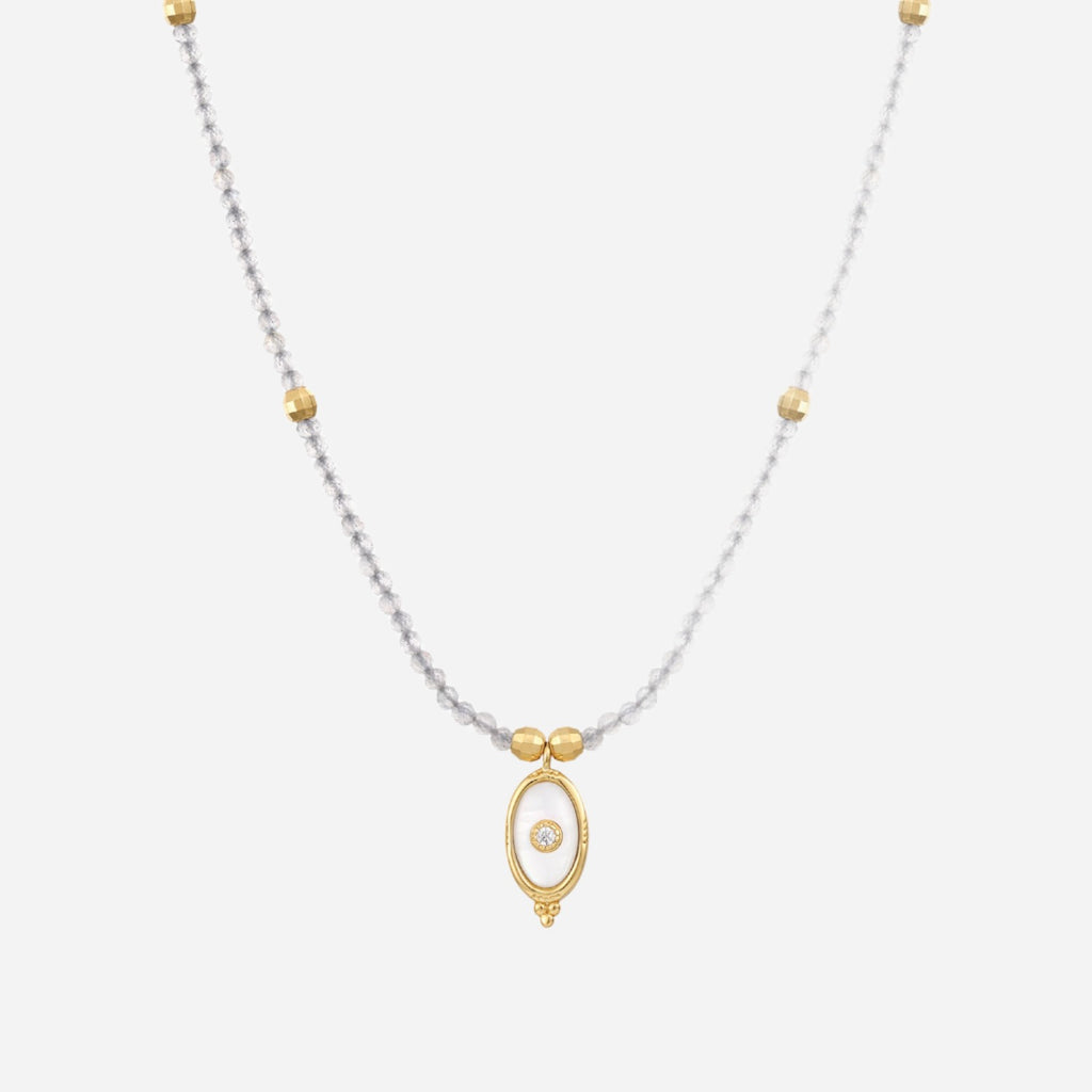 gold labradorite charm gemstone necklace