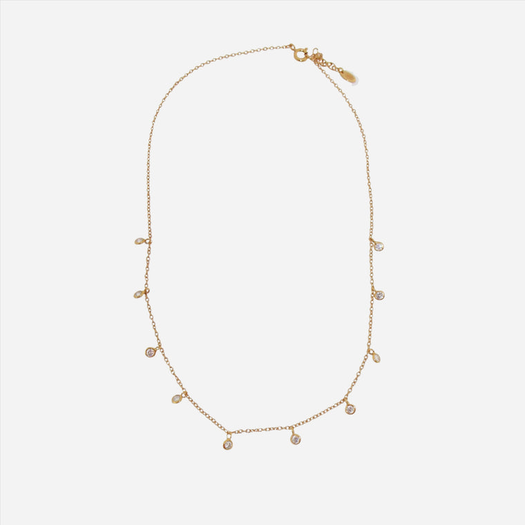 diamond droplet necklace in gold
