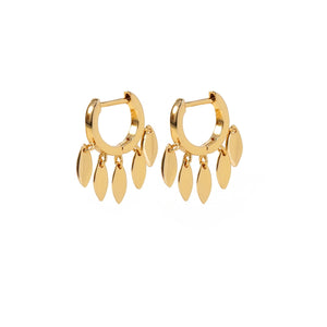 gold flower petal hoop earrings