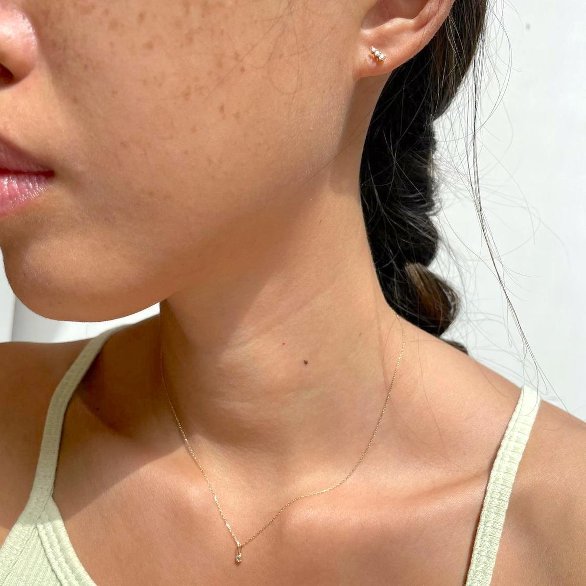 Diamond April birthstone solid gold charm