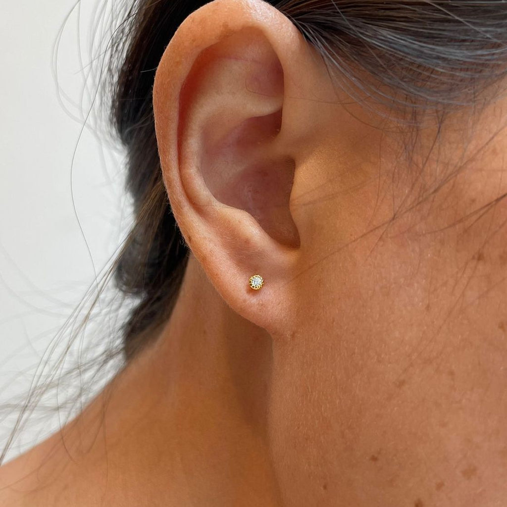 mini bezel vermeil stud earrings