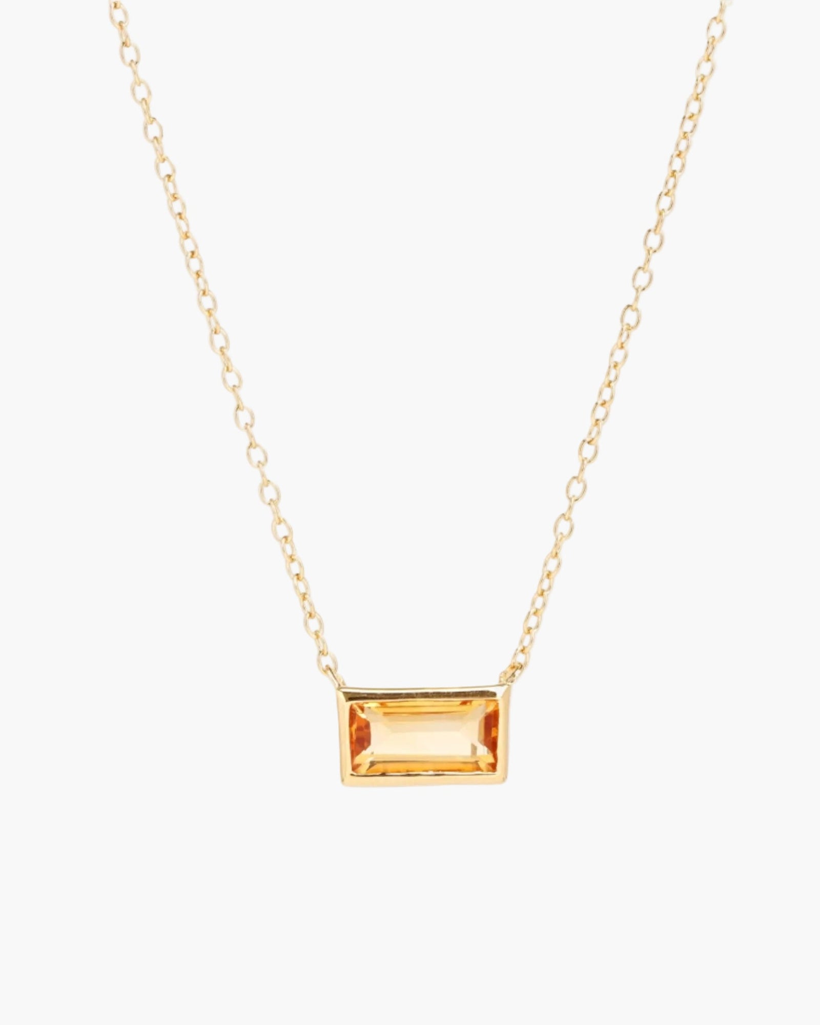 Citrine Baguette cut gold vermeil necklace