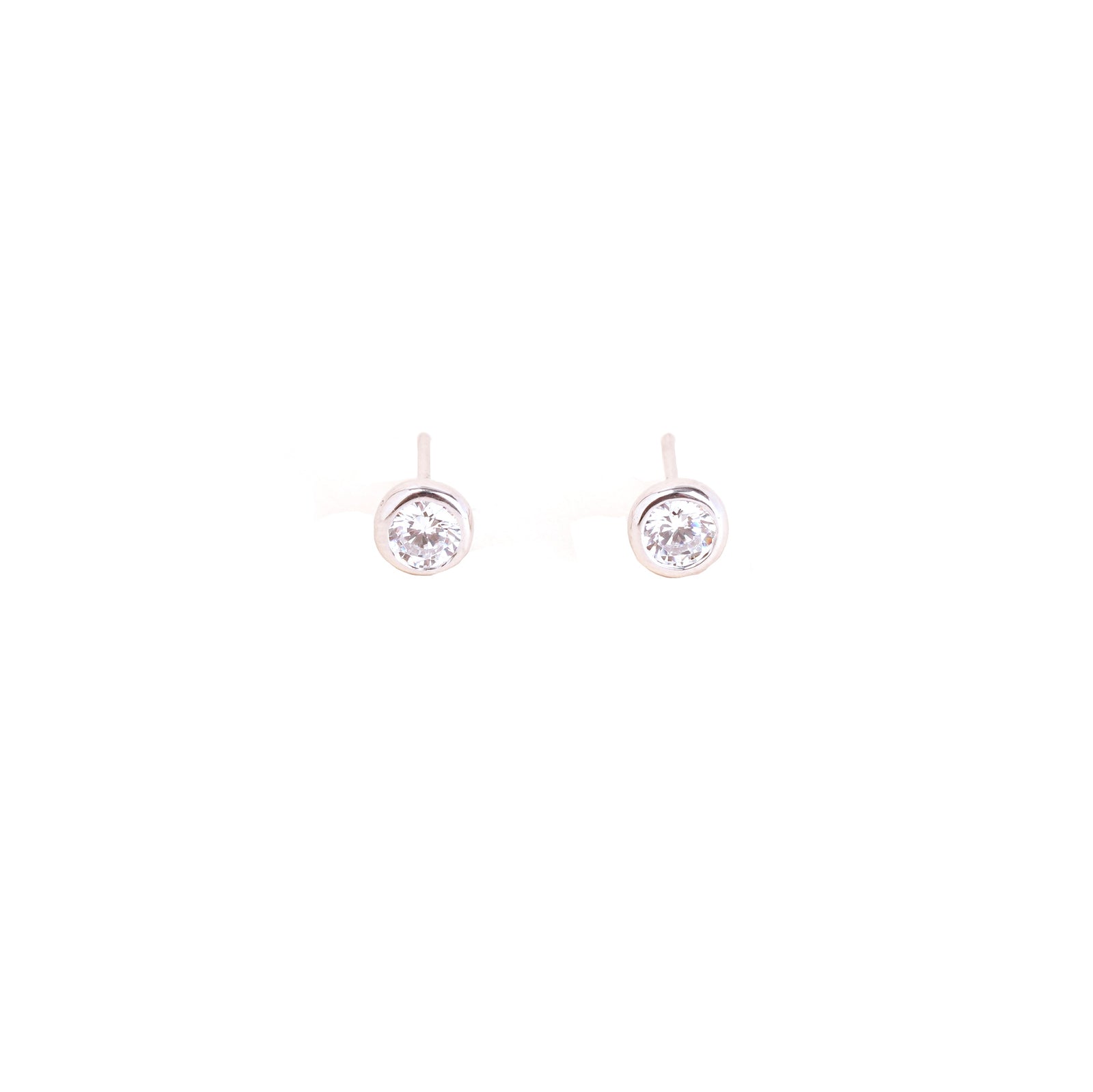 silver sparkling button stud earrings  by Karma Links Jewellery