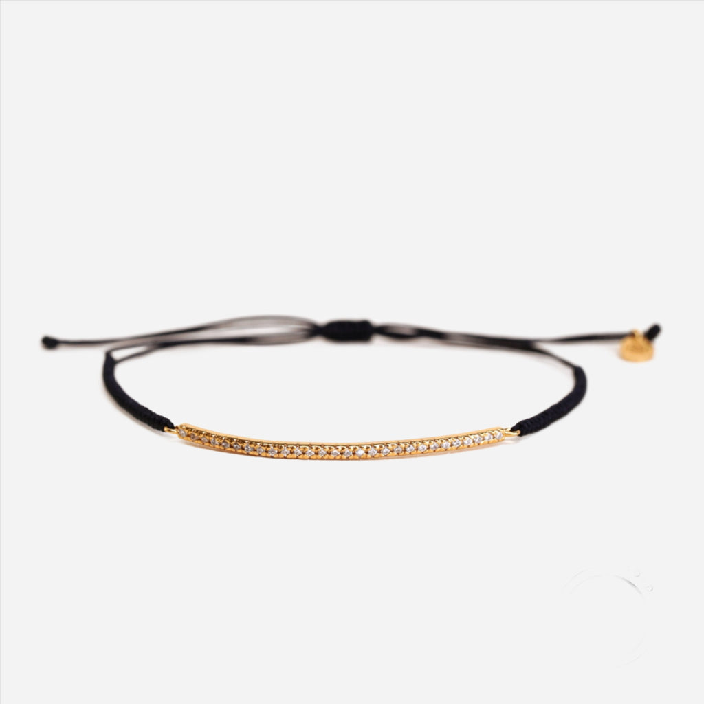 gold vermeil Pavé bar cord bracelet in black