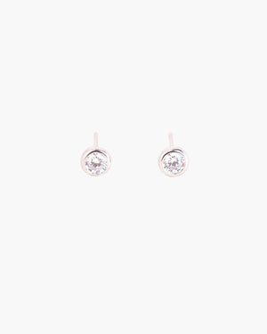 bubble bezel stud earrings silver