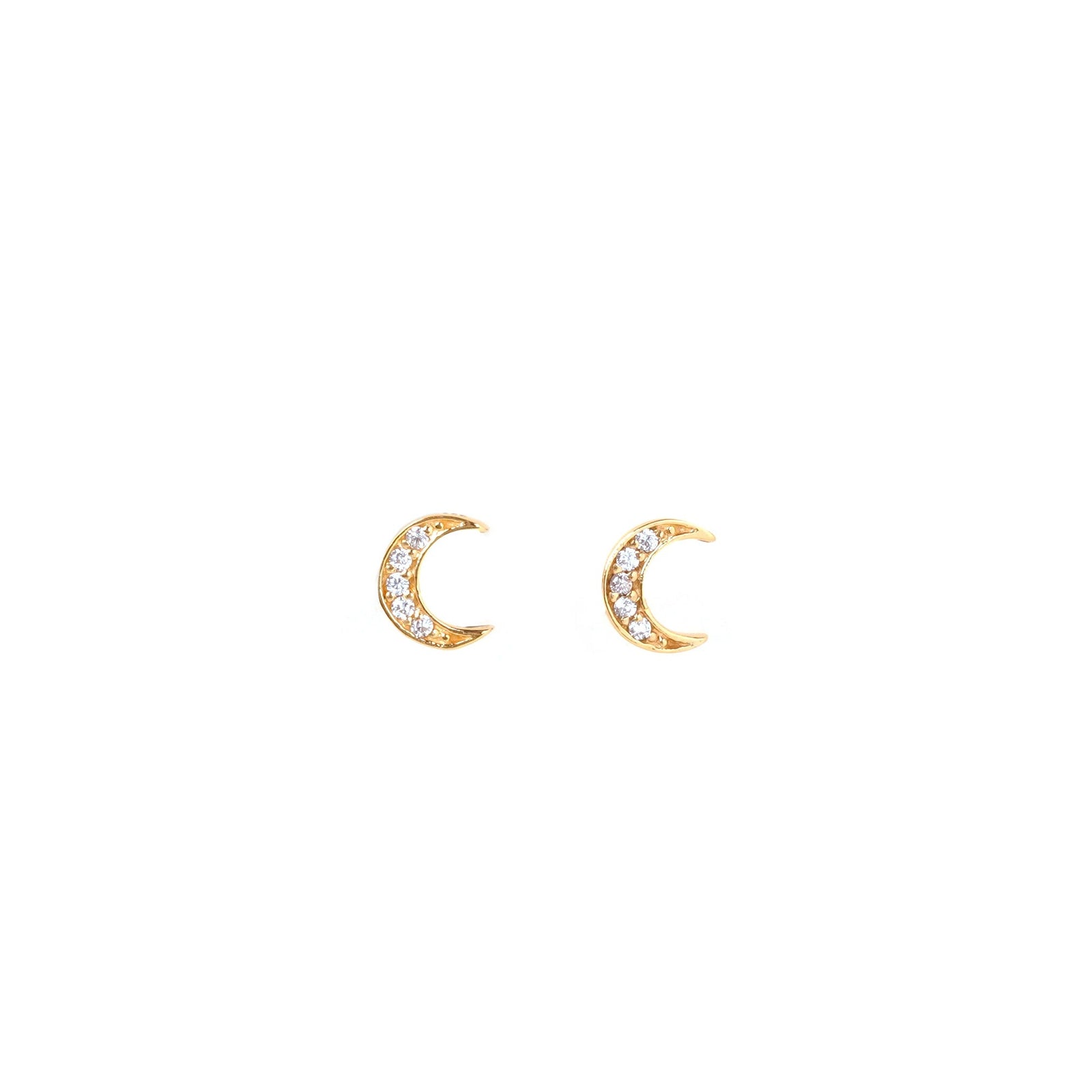 gold crescent moon stud earrings