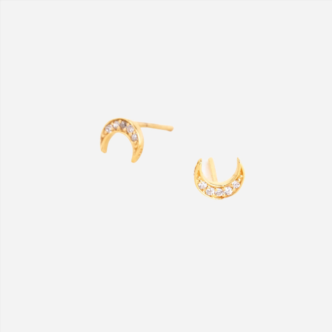 gold crescent moon stud earrings