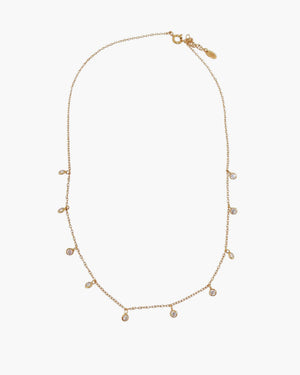 diamond droplet necklace in gold