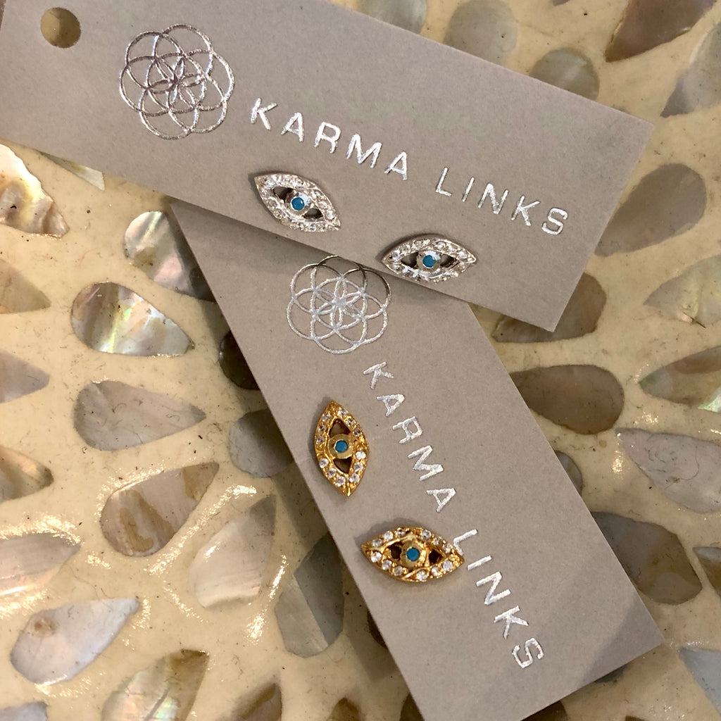 evil eye stud earrings - gold