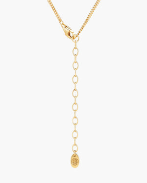 backside of curb chain necklace on light grey backside