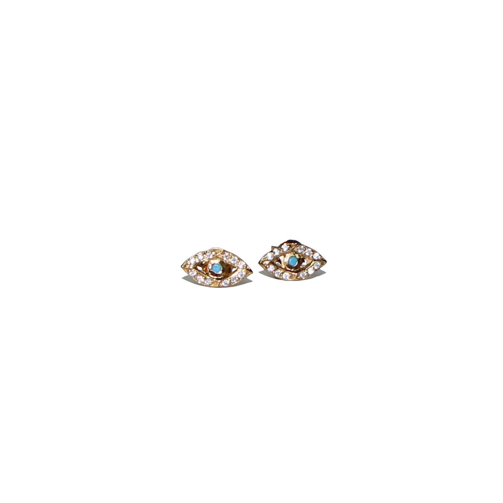 evil eye stud earrings - gold