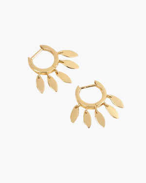 gold flower petal hoop earrings