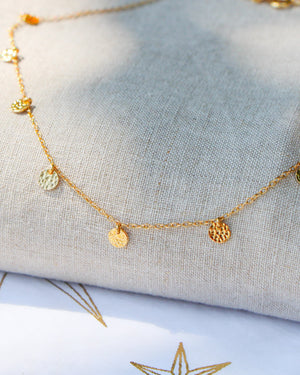 gold hammered disc choker necklace