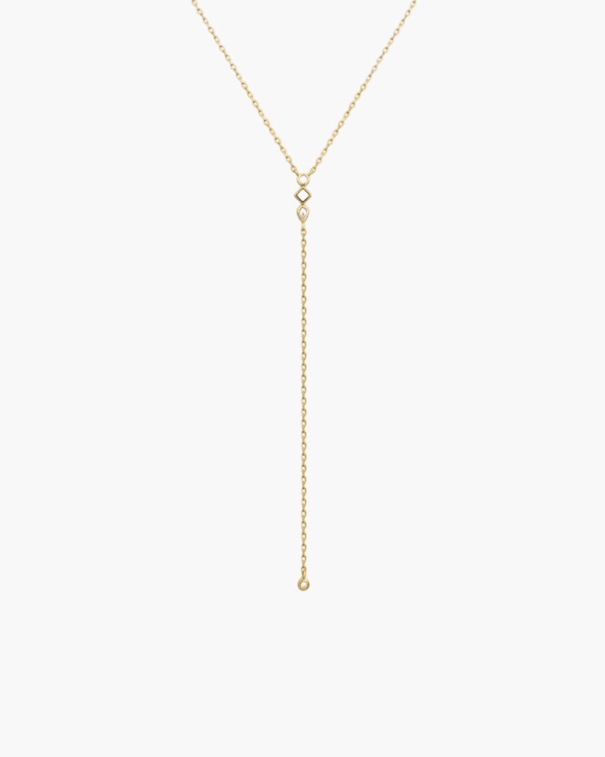 gold twinkling opal lariat necklace