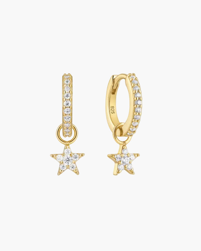 gold twinkling star hoops