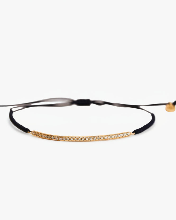 gold vermeil Pavé bar cord bracelet in black