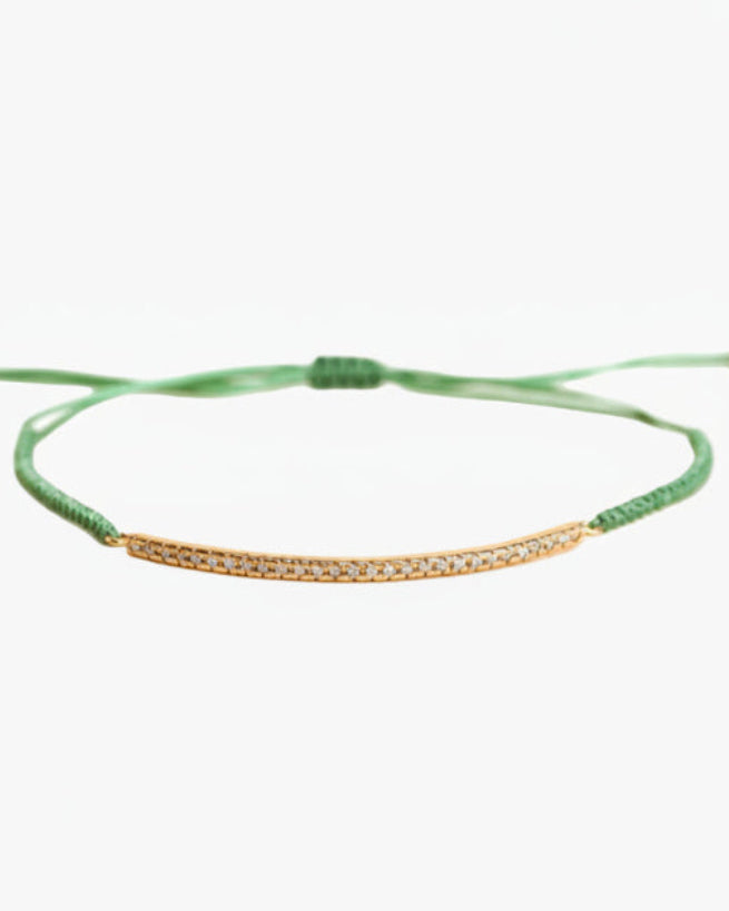 gold vermeil Pavé bar cord bracelet in green