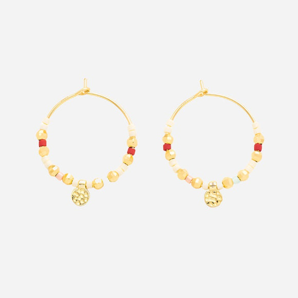 gold beaded hoop earrings