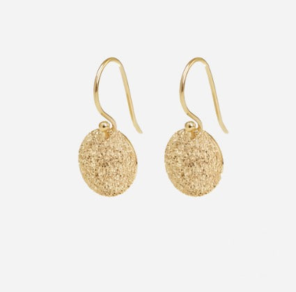 gold hammered vermeil gold drop earrings