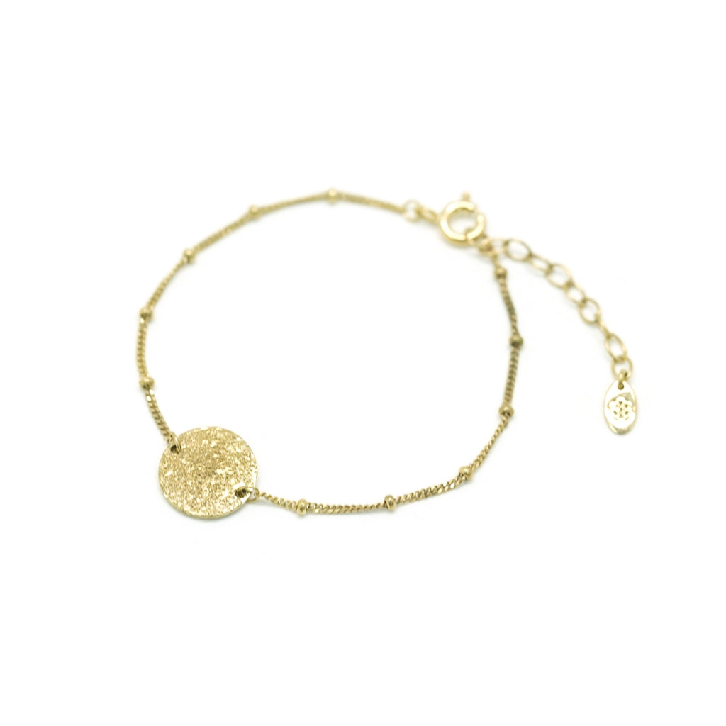 gold hammered disc ball chain bracelet