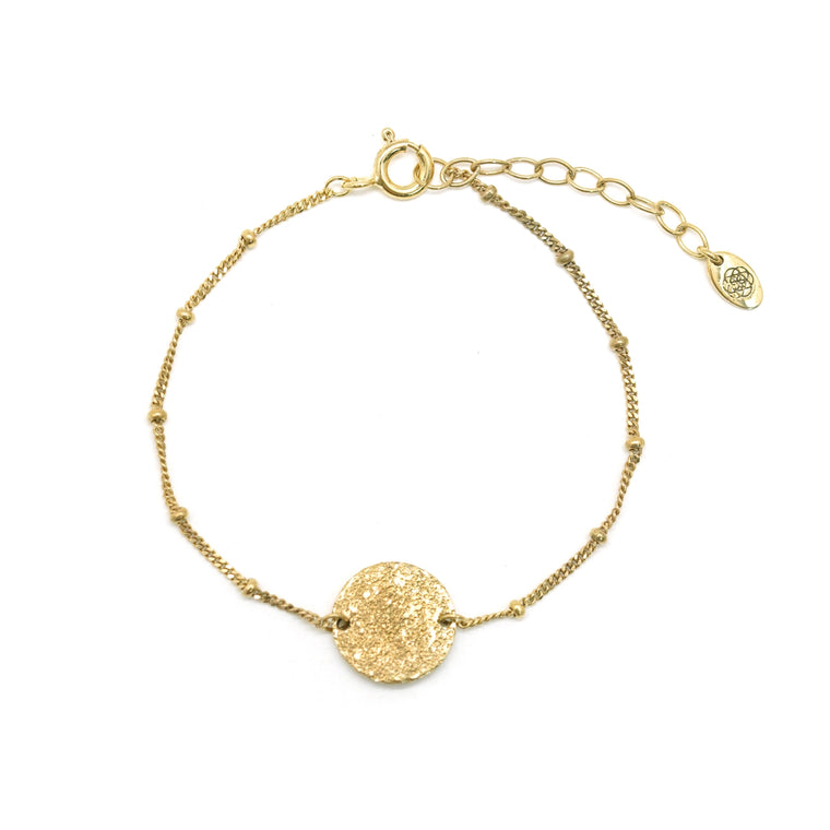 gold hammered disc ball chain bracelet