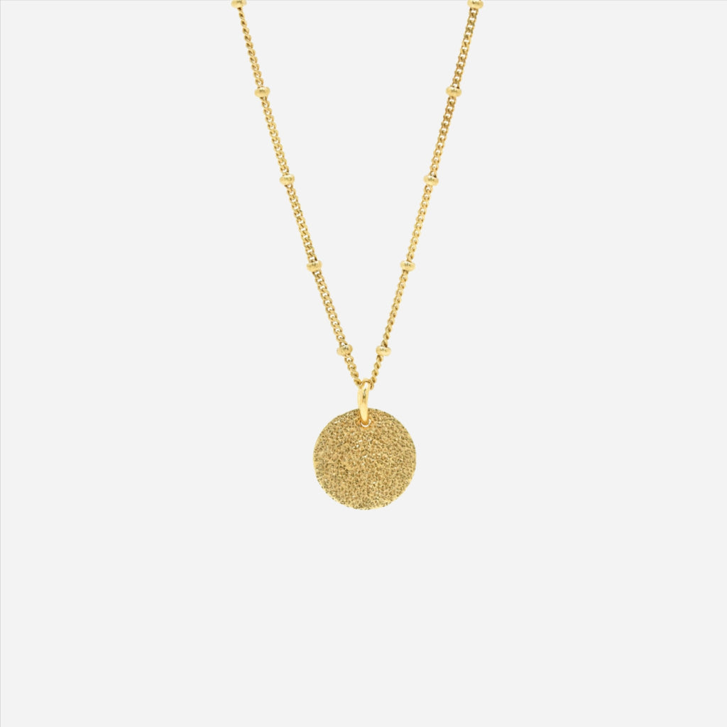 Gold hammered charm ball chain necklace - short