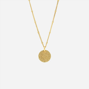 Gold hammered charm ball chain necklace - short
