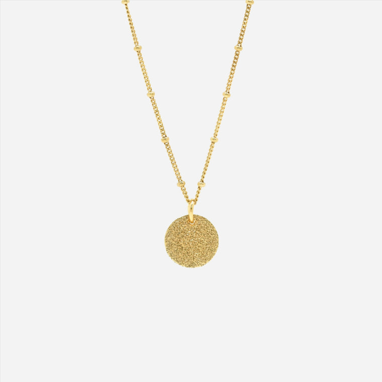 Gold hammered charm ball chain necklace - short