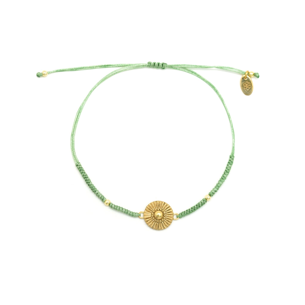 gold sun green friendship bracelet