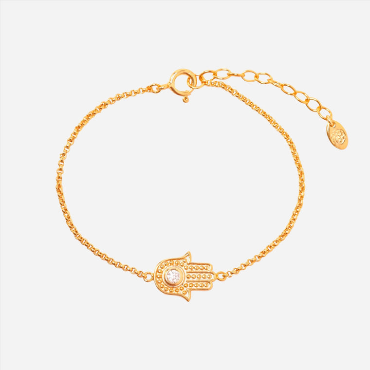 gold Hamsa Hand sparkling chain bracelet