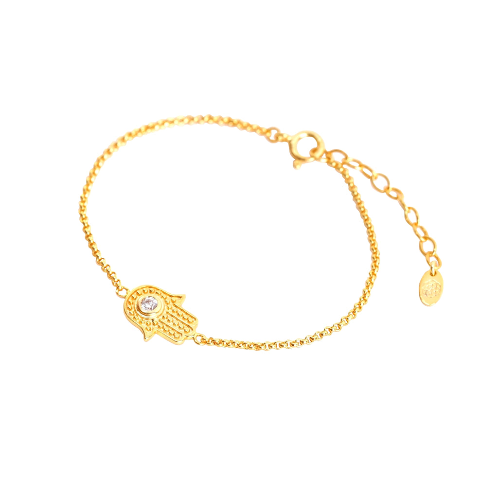 gold Hamsa Hand sparkling chain bracelet