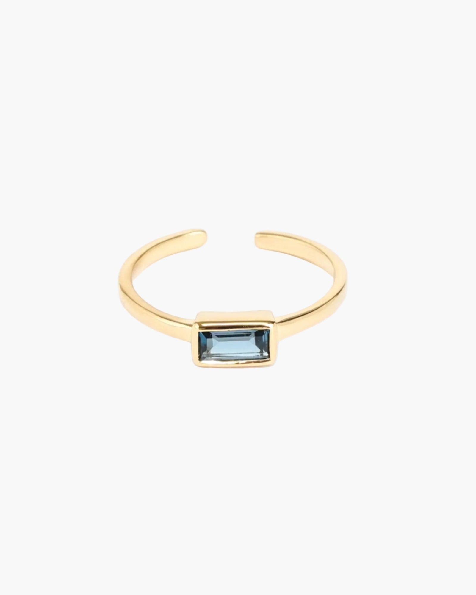 london blue topaz baguette ring in vermeil gold