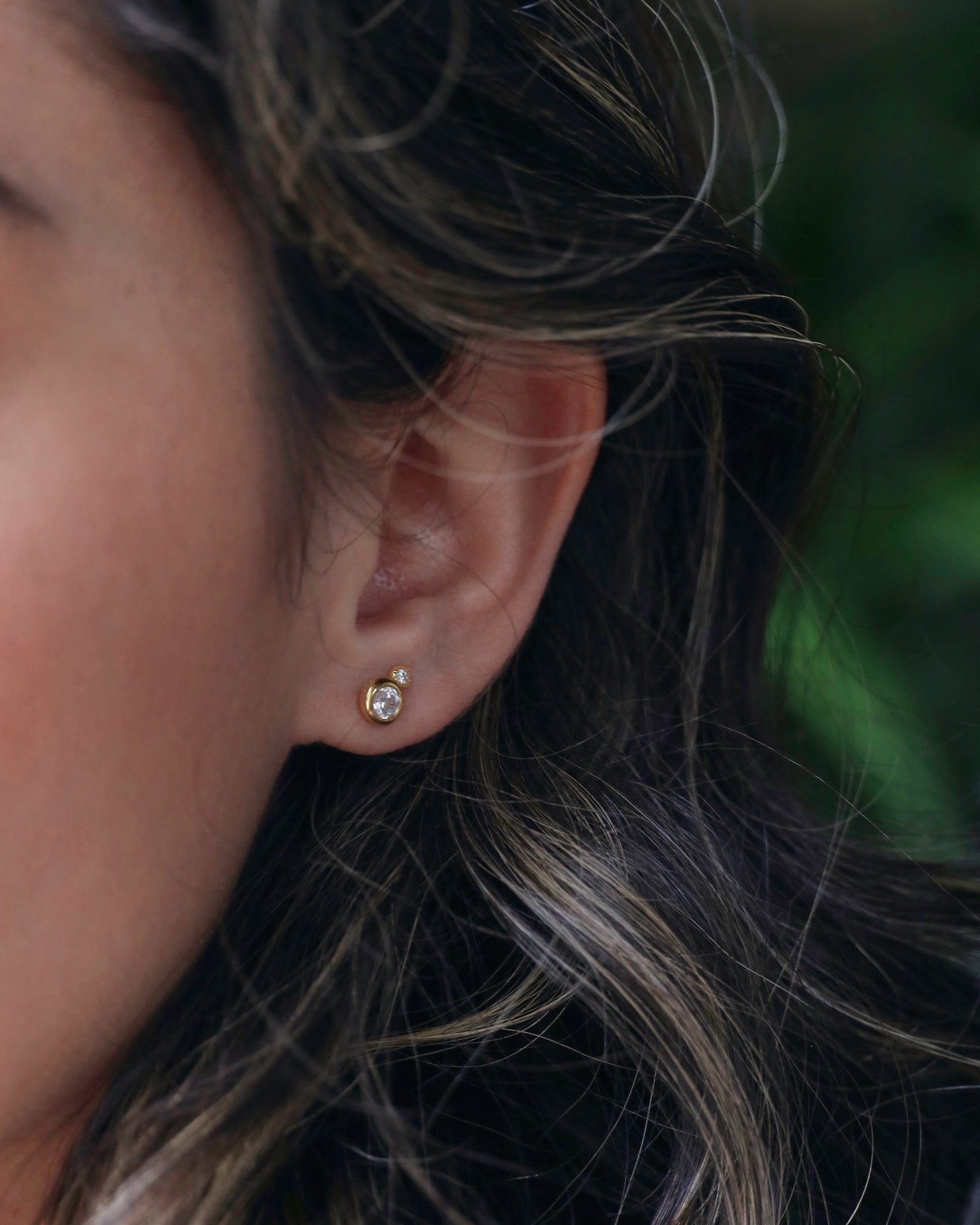 mini bezel vermeil stud earrings