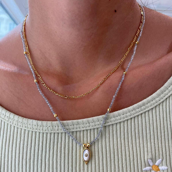 gold labradorite charm gemstone necklace