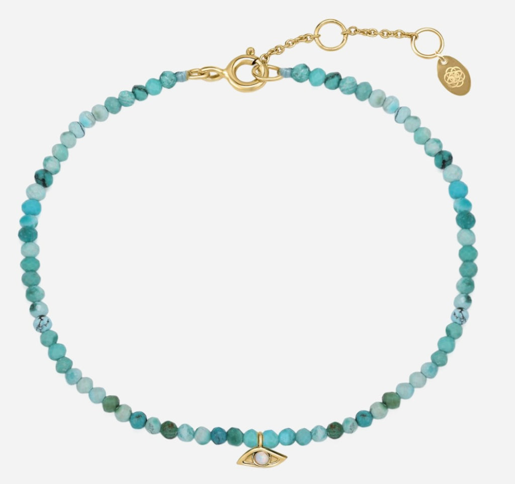 Gold opal evil eye turquoise bracelet